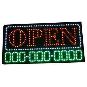 LED Open Sign with Phone Number Display